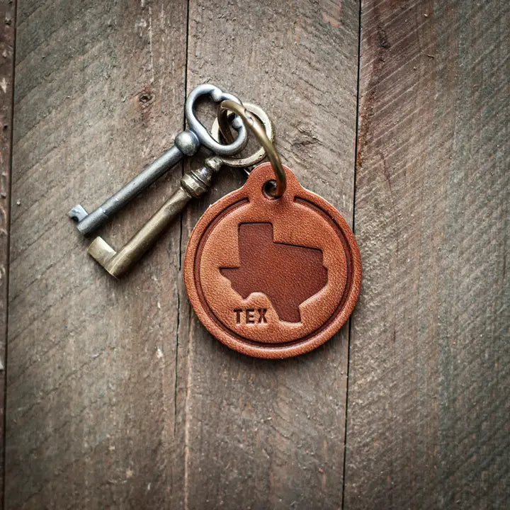Texas Silhouette Keychain Circle